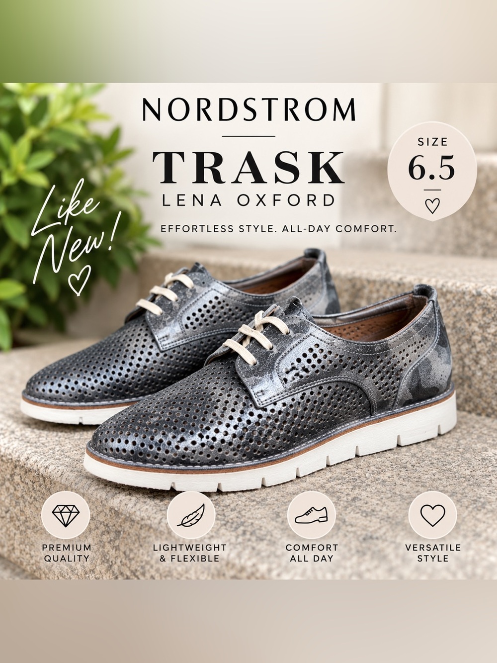 Like NEW Trask Lena Perforated Oxford Size size 6.5